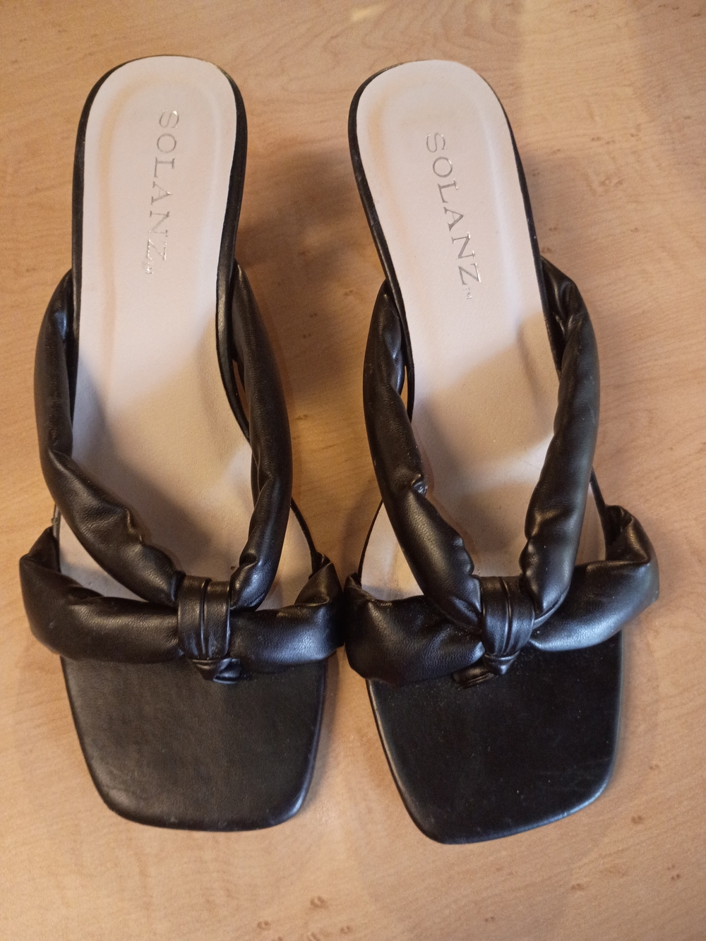 Solanz Black Braided Strap Slide Sandals - Women